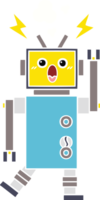 flat color retro cartoon of a malfunctioning robot png