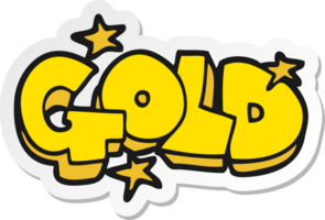 adesivo de uma palavra de desenho animado ouro png