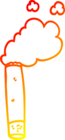 warm gradient line drawing of a cartoon cigarette png