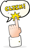 hand dragen Tal bubbla tecknad serie klick tecken med finger png