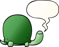 cute cartoon tortoise with speech bubble in smooth gradient style png