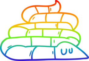 Regenbogen Gradient Linie Zeichnung von ein Karikatur schläfrig Schlange png