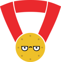 flat color retro cartoon of a gold medal png