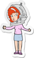 pegatina de una mujer de dibujos animados con casco de astronauta png