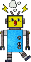 retro grunge texture cartoon of a robot png