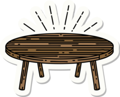 autocollant d'une table en bois style tatouage png