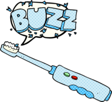 hand- getrokken grappig boek toespraak bubbel tekenfilm zoemend elektrisch tandenborstel png