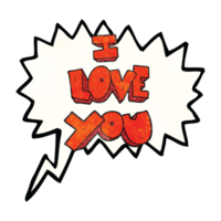 I love you  hand speech bubble textured cartoon symbol png