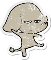 distressed sticker of a annoyed cartoon elephant png