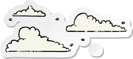 distressed sticker of a cartoon clouds png