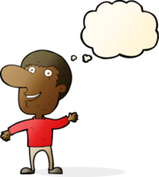 cartoon waving man with thought bubble png