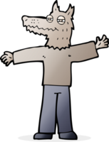 cartoon happy wolf man png