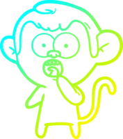 cold gradient line drawing of a cartoon shocked monkey png