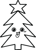 line drawing cartoon of a christmas tree png