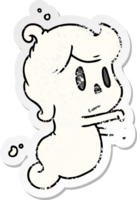 distressed sticker cartoon illustration of a kawaii cute ghost png