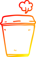 warm gradient line drawing of a cartoon coffee cup png