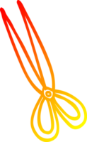 warm gradient line drawing of a cartoon scissors png