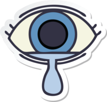 sticker of a cute cartoon crying eye png