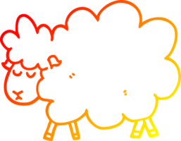 warm gradient line drawing of a cartoon sheep png