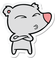 sticker of a cartoon whistling bear png