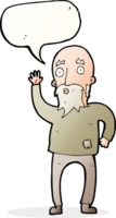 anciano de dibujos animados saludando con burbujas de discurso png