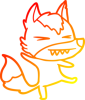 warm gradient line drawing of a angry wolf cartoon png