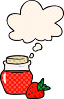 cartoon jam jar with thought bubble in comic book style png