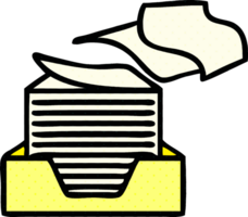 comic book style cartoon of a stacked papers png