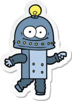 sticker of a happy carton robot with light bulb png