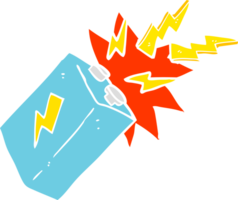 flat color illustration of battery sparking png