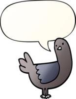 cartoon pigeon with speech bubble in smooth gradient style png