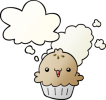 cute cartoon pie with thought bubble in smooth gradient style png