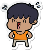 sticker of a cartoon laughing boy png