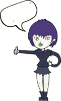 cartoon vampire girl giving thumbs up sign with speech bubble png