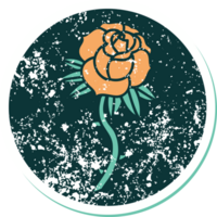 iconic distressed sticker tattoo style image of a rose png