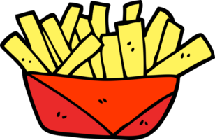 Patatas fritas de dibujos animados de estilo doodle dibujado a mano png