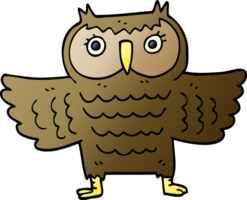 cartoon doodle owl with flapping wings png