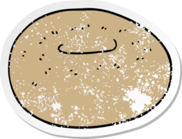 distressed sticker of a cartoon donut png