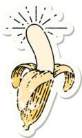 versleten oud sticker van een tatoeëren stijl geschild banaan png