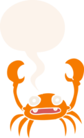 tekenfilm krab met toespraak bubbel in retro stijl png