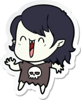 sticker of a cute cartoon happy vampire girl png