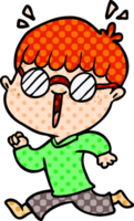 cartoon running boy wearing spectacles png