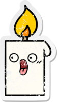 distressed sticker of a cute cartoon lit candle png