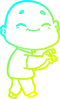 cold gradient line drawing of a cartoon happy bald man png