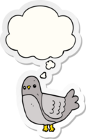 cartoon bird with thought bubble as a printed sticker png