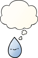 cartone animato goccia di pioggia con pensato bolla nel liscio pendenza stile png
