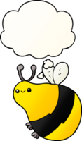 dibujos animados abeja con pensamiento burbuja en suave degradado estilo png