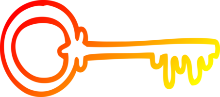 warm gradient line drawing of a cartoon key png