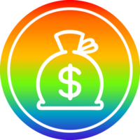 saco de dinero circular icono con arco iris degradado terminar png