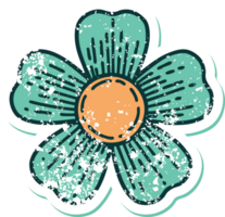 icónica pegatina angustiada estilo tatuaje imagen de una flor png